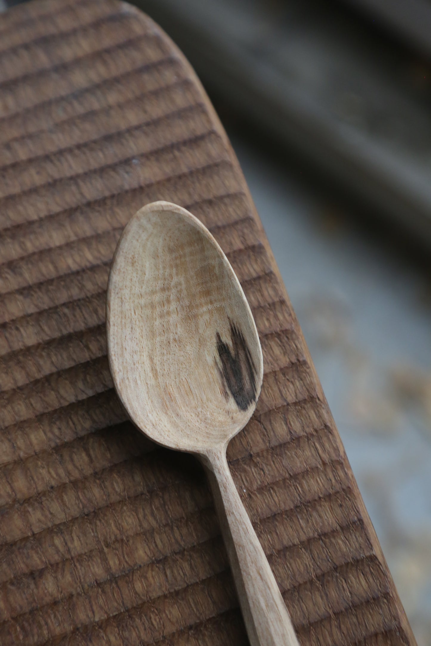 Walnut eating spoon. hand carved walnut eating spoon. hand carved spoon. rippled wood.